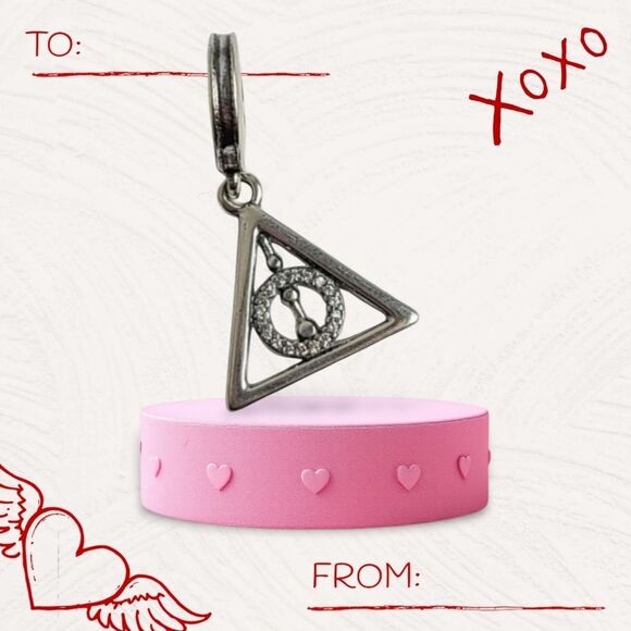Harry Potter Charm Deathly Hallows Sorting Hat Silver Rhinestone Triangle New - Picture 2 of 6